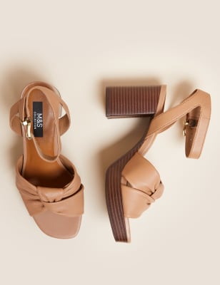 Leather Knot Platform Sandals