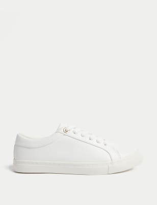 M&s white leather on sale trainers