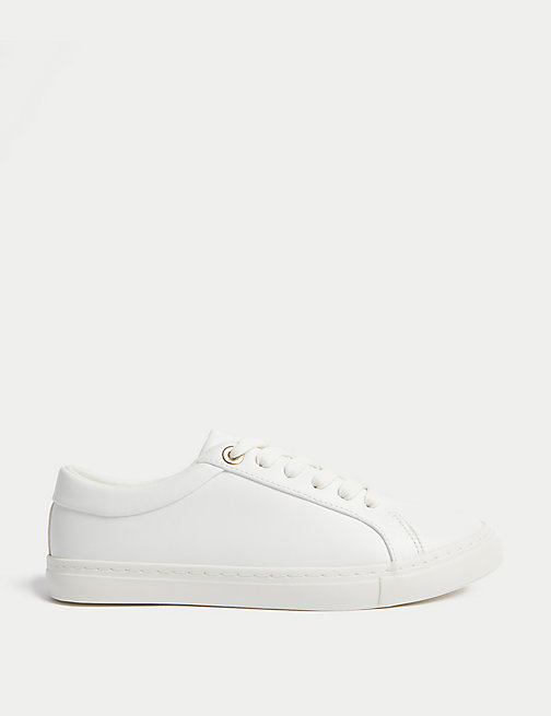 Marks And Spencer Womens M&S Collection Lace Up Trainers - White, White