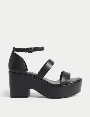 Platform black best sale leather sandals