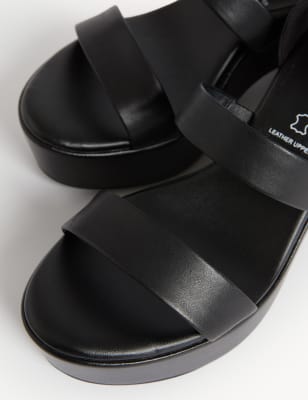 Black platform discount sandals slip on