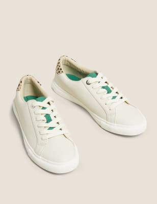 M&S Womens Lace Up Trainers - 4 - Stone, Stone