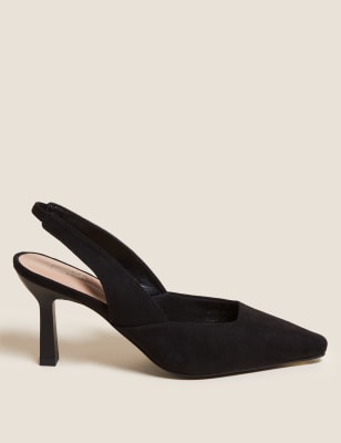 Black pointed outlet slingback heels