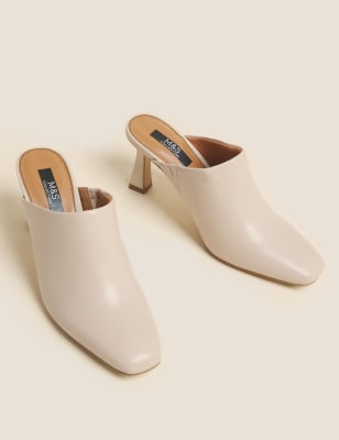 Square toe discount block heel mules