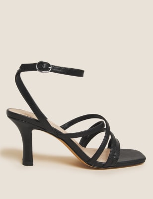 Black strappy stiletto discount heels