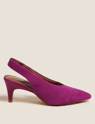 

Womens M&S Collection Suede Kitten Heel Slingback Shoes - Magenta, Magenta
