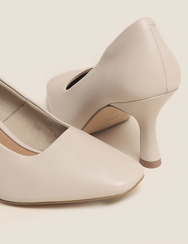Leather Square Toe Court Shoes