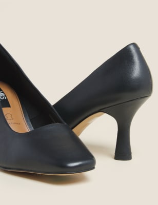 

Womens M&S Collection Lederpumps mit eckiger Spitze - Black, Black