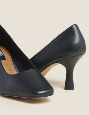 

Womens M&S Collection Leather Square Toe Court Shoes - Black, Black