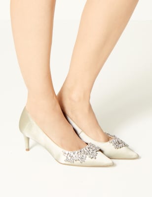 Satin kitten best sale heel shoes