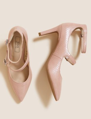 

Womens M&S Collection Croc Strappy Stiletto Heel Court Shoes - Pink, Pink