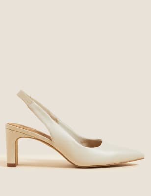 White block heel discount slingback