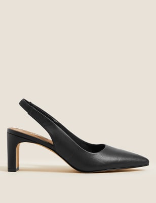 

Womens M&S Collection Fersenriemenschuhe aus Leder mit Blockabsatz und zulaufender Spitze - Black, Black