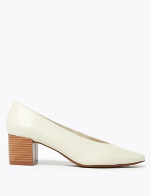 m&s block heel court shoes