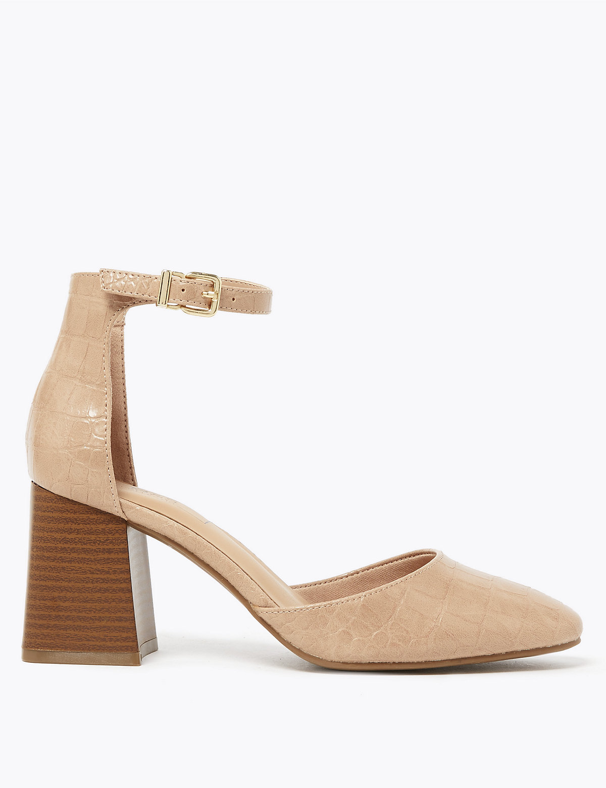 Ankle Strap Block Heel Court Shoes