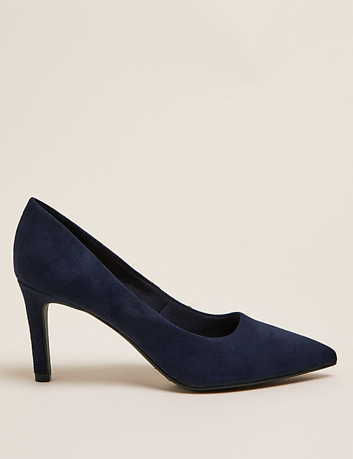 Marks And Spencer Womens M&S Collection Stiletto Heel Pointed Court Shoes - Navy
