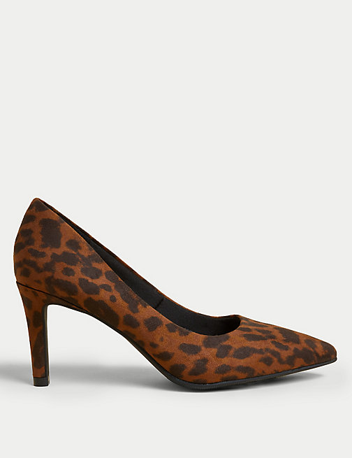 Marks And Spencer Womens M&S Collection Leopard Print Stiletto Heel Court Shoes - Brown Mix, Brown Mix