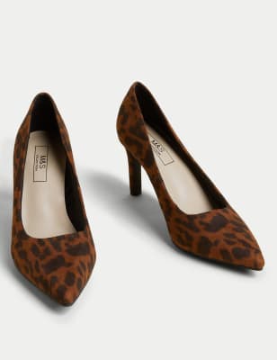 Leopard print mid discount heels