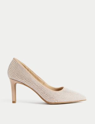

Womens M&S Collection Sparkle Stiletto Heel Pointed Court Shoes - Natural Mix, Natural Mix