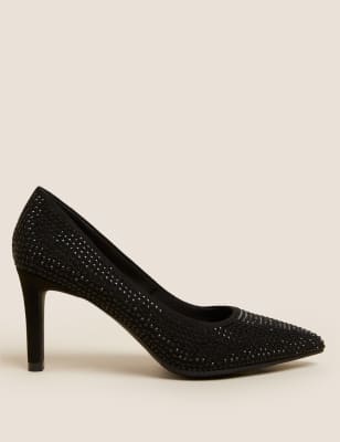 Black glitter hotsell court heels