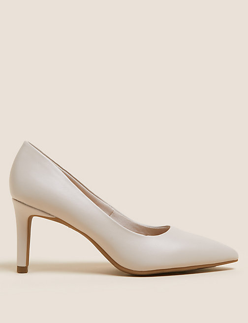 Marks And Spencer Womens M&S Collection Stiletto Heel Pointed Court Shoes - Soft Opaline, Soft Opaline