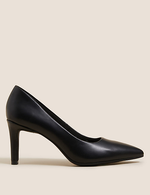Marks And Spencer Womens M&S Collection Stiletto Heel Pointed Court Shoes - Black/Black, Black/Black