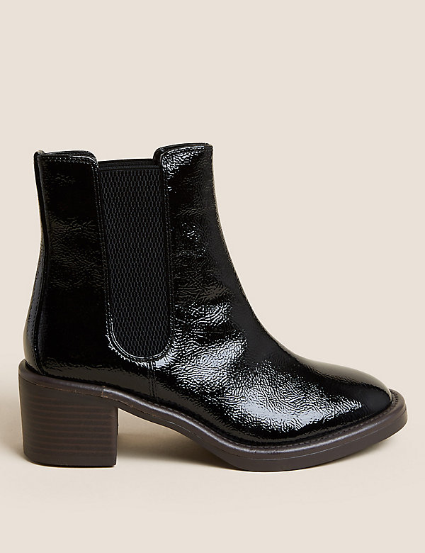 Leather Chelsea Block Heel Ankle Boots