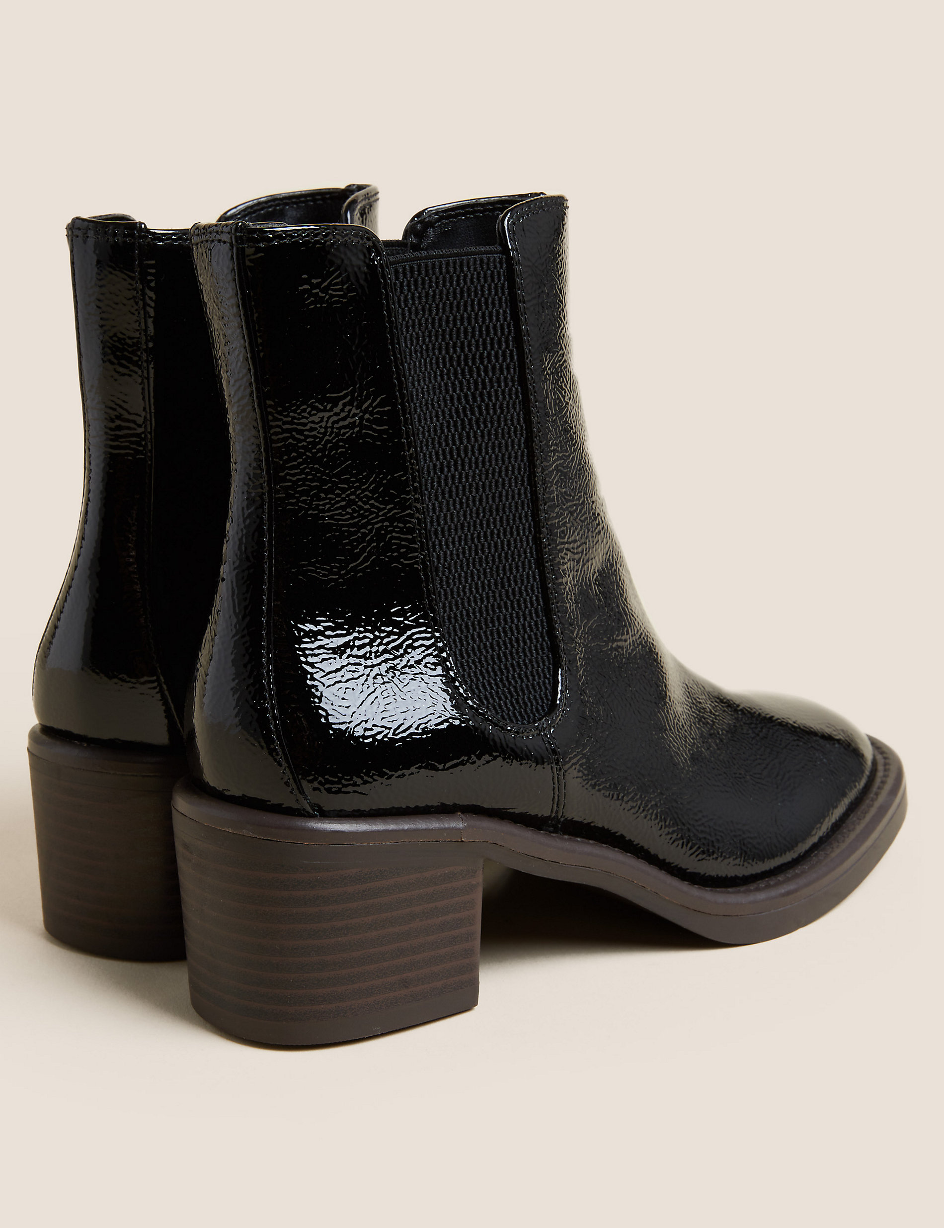 Leather Chelsea Block Heel Ankle Boots