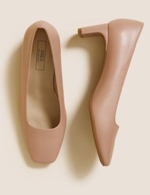 

Womens M&S Collection Kitten Heel Square Toe Court Shoes - Pink, Pink