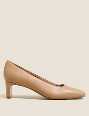 

Womens M&S Collection Kitten Heel Square Toe Court Shoes - Dark Almond, Dark Almond