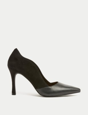 Suede Leather Stiletto Heel Court Shoes