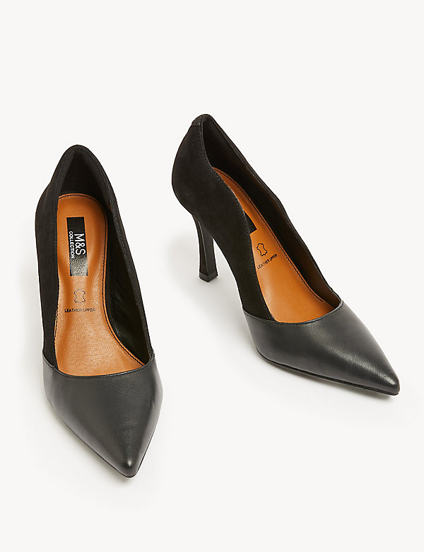 Suede Leather Stiletto Heel Court Shoes - NZ