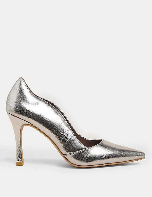 Leather Stiletto Heel Pointed Court Shoes - NZ