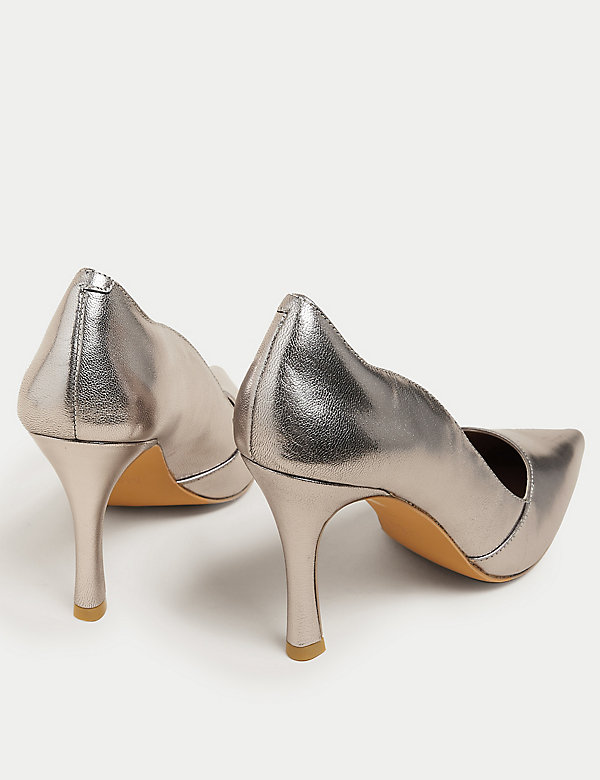 Leather Stiletto Heel Pointed Court Shoes - NZ