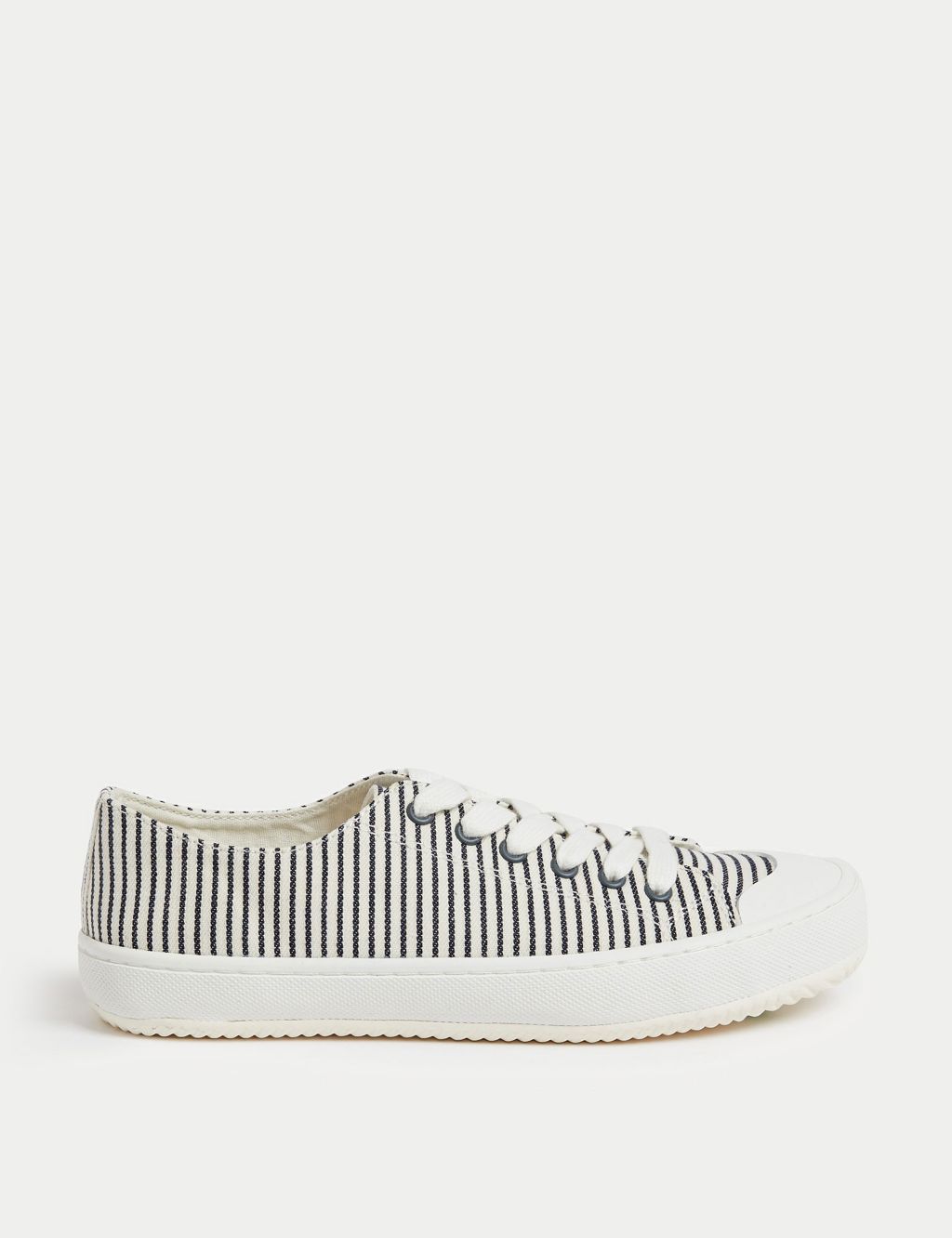 Canvas Lace Up Stripe Trainers image 1