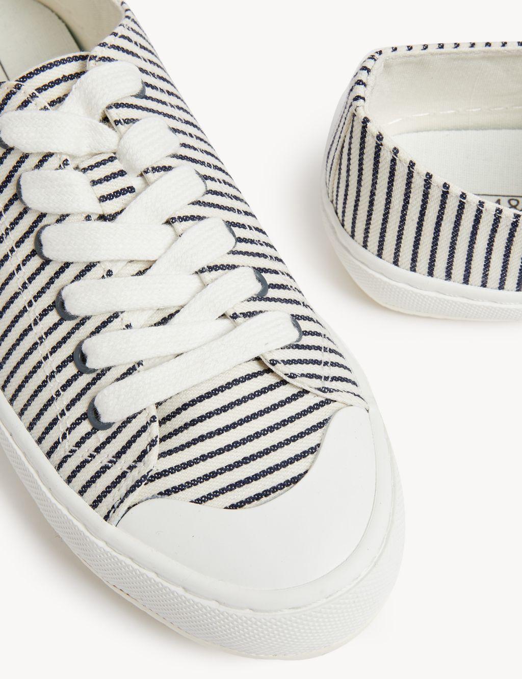 Canvas Lace Up Stripe Trainers image 2