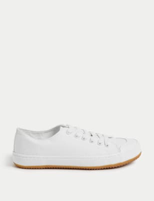 

Womens M&S Collection Canvas Lace Up Stripe Trainers - White, White