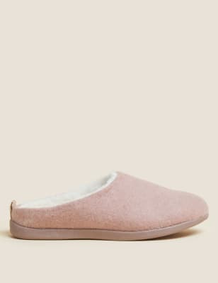 Felt mule slippers cheap with secret support