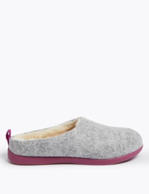 

Womens M&S Collection Felt Mule Slippers with Secret Support - Grey Mix, Grey Mix