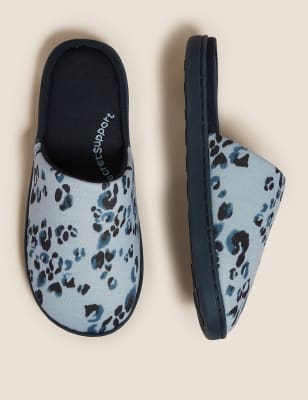 M&S Womens Mule Slippers with Secret Support - 9 - Blue Mix, Blue Mix