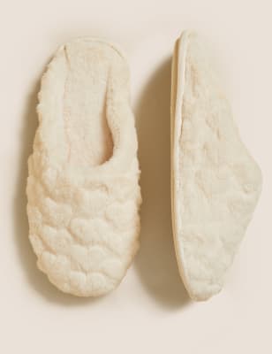 

Womens M&S Collection Faux Fur Mule Slippers - Cream, Cream