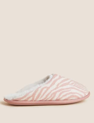 

Womens M&S Collection Pantoffeln mit Kunstfellfutter und Leopardenmuster - Pink Mix, Pink Mix