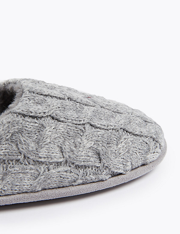 Cable Knit Mule Slippers - FI