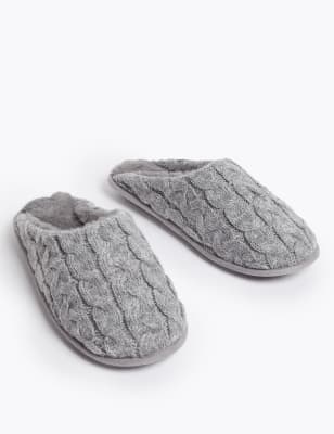 M&s cable knit slippers new arrivals