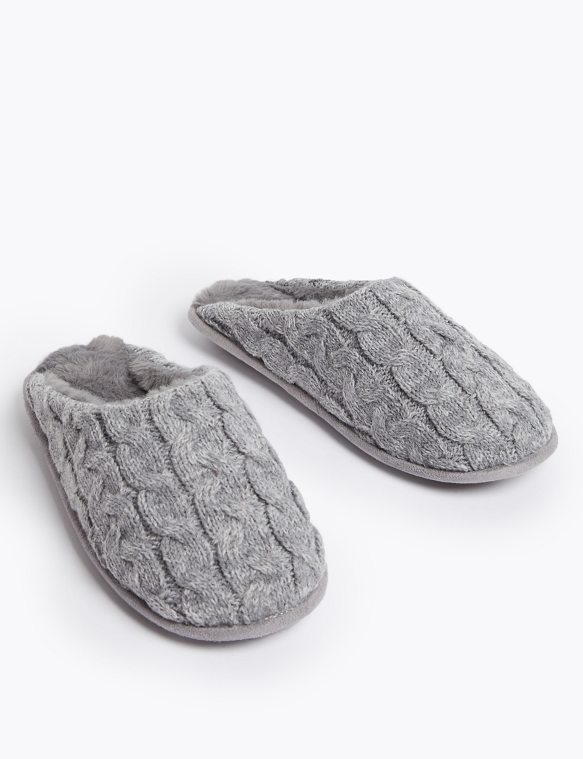 Cable Knit Mule Slippers