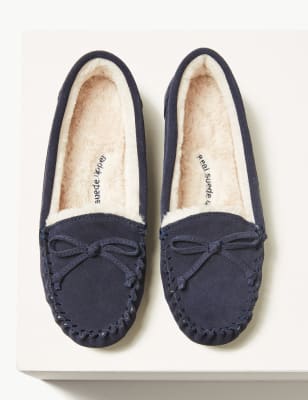 Suede Moccasin Slippers with Freshfeet