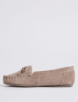 

Womens M&S Collection Suede Moccasin Slippers with Freshfeet™ - Mink, Mink