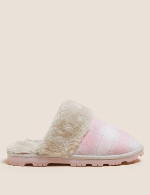 Checked Clog Mule Slippers - EE