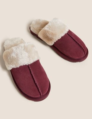 

Womens M&S Collection Suede Mule Slippers - Dark Berry, Dark Berry