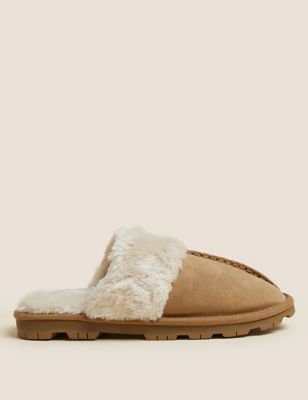 Marks And Spencer Womens M&S Collection Suede Mule Slippers - Chestnut
